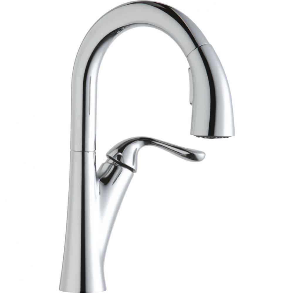 Harmony Single Hole Bar Faucet with Pull-down Spray and Forward Only Lever Handle Chrome