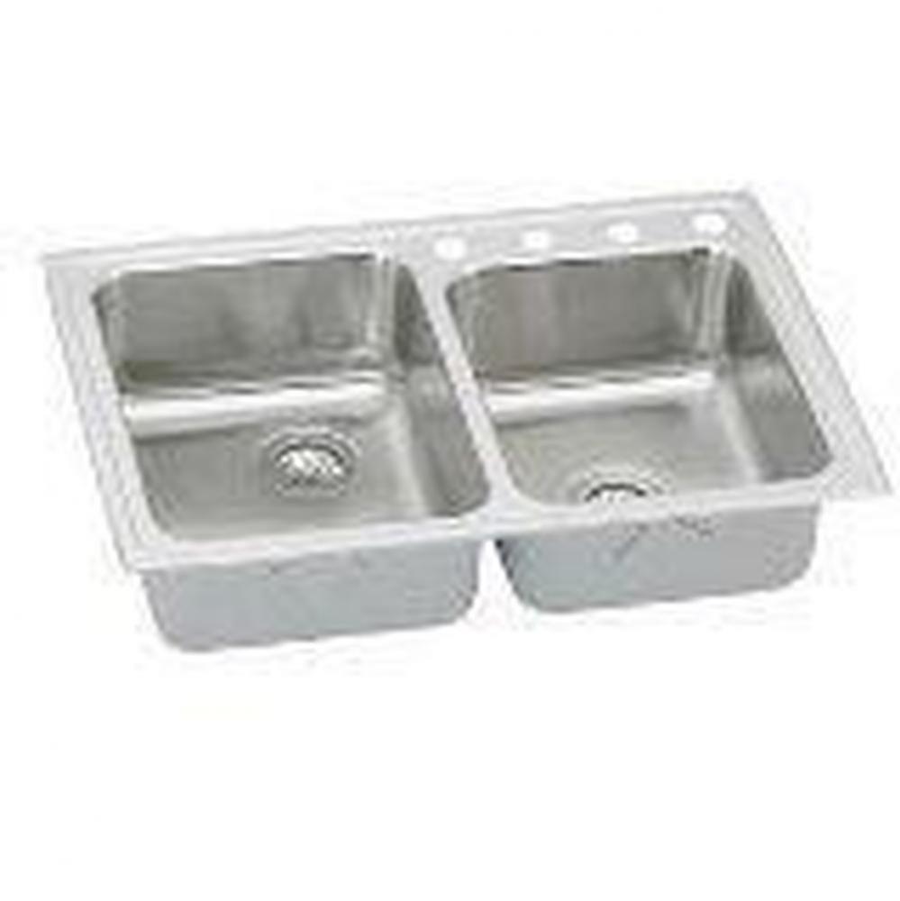 18 Gauge Stainless Steel 33&apos;&apos; x 22&apos;&apos; x 7.875&apos;&apos; Double Bowl Drop-in K