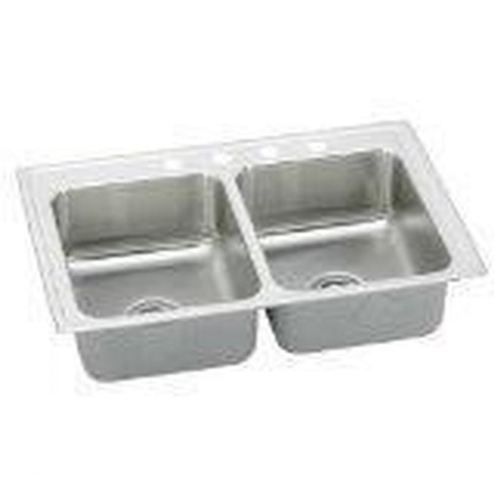 18 Gauge Stainless Steel 33&apos;&apos; x 21.25&apos;&apos; x 7.875&apos;&apos; Double Bowl Drop-i