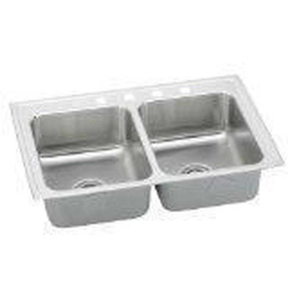 18 Gauge Stainless Steel 29&apos;&apos; x 22&apos;&apos; x 6.5&apos;&apos; Double Bowl Drop-in Kit