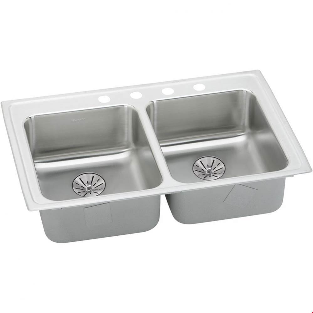 18 Gauge Stainless Steel 33&apos;&apos; x 19.5&apos;&apos; x 6.5&apos;&apos; Double Bowl Drop-in K
