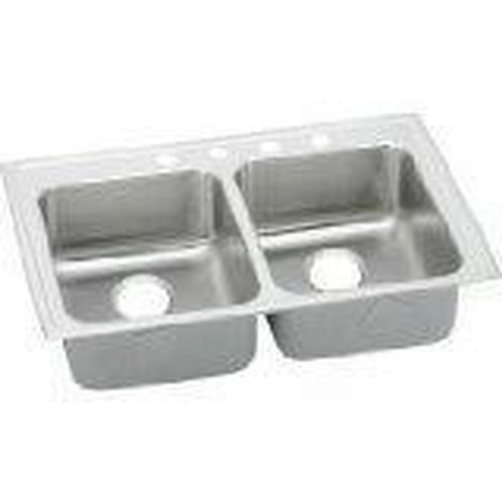 18 Gauge Stainless Steel 33&apos;&apos; x 19.5&apos;&apos; x 6.5&apos;&apos; Double Bowl Drop-in K