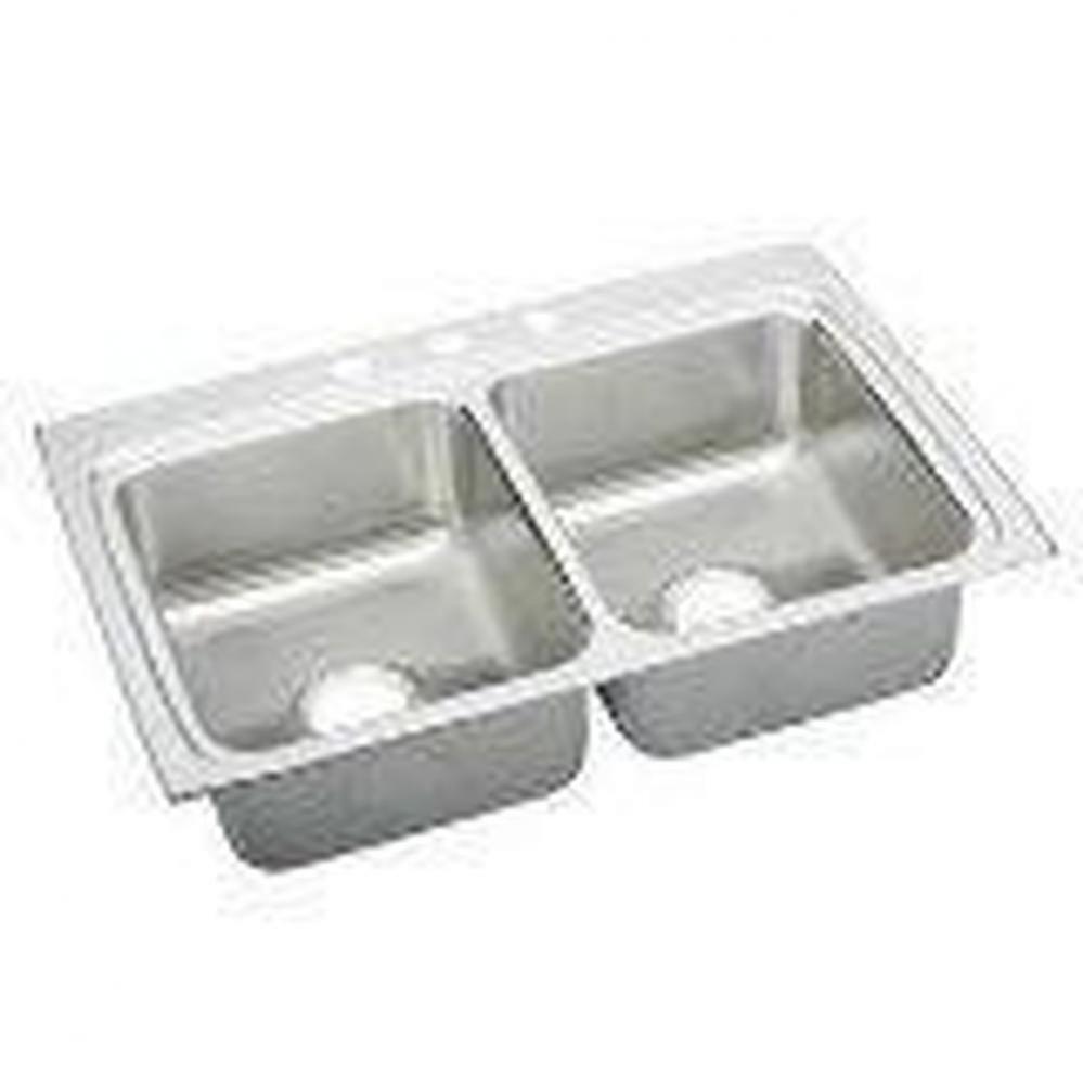 18 Gauge Stainless Steel 33&apos;&apos; x 22&apos;&apos; x 6&apos;&apos; Double Bowl Drop-in Kitch