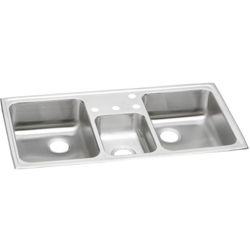 20 Gauge Stainless Steel 43&apos;&apos; x 22&apos;&apos; x 7.125&apos;&apos; Triple Bowl Drop-in K