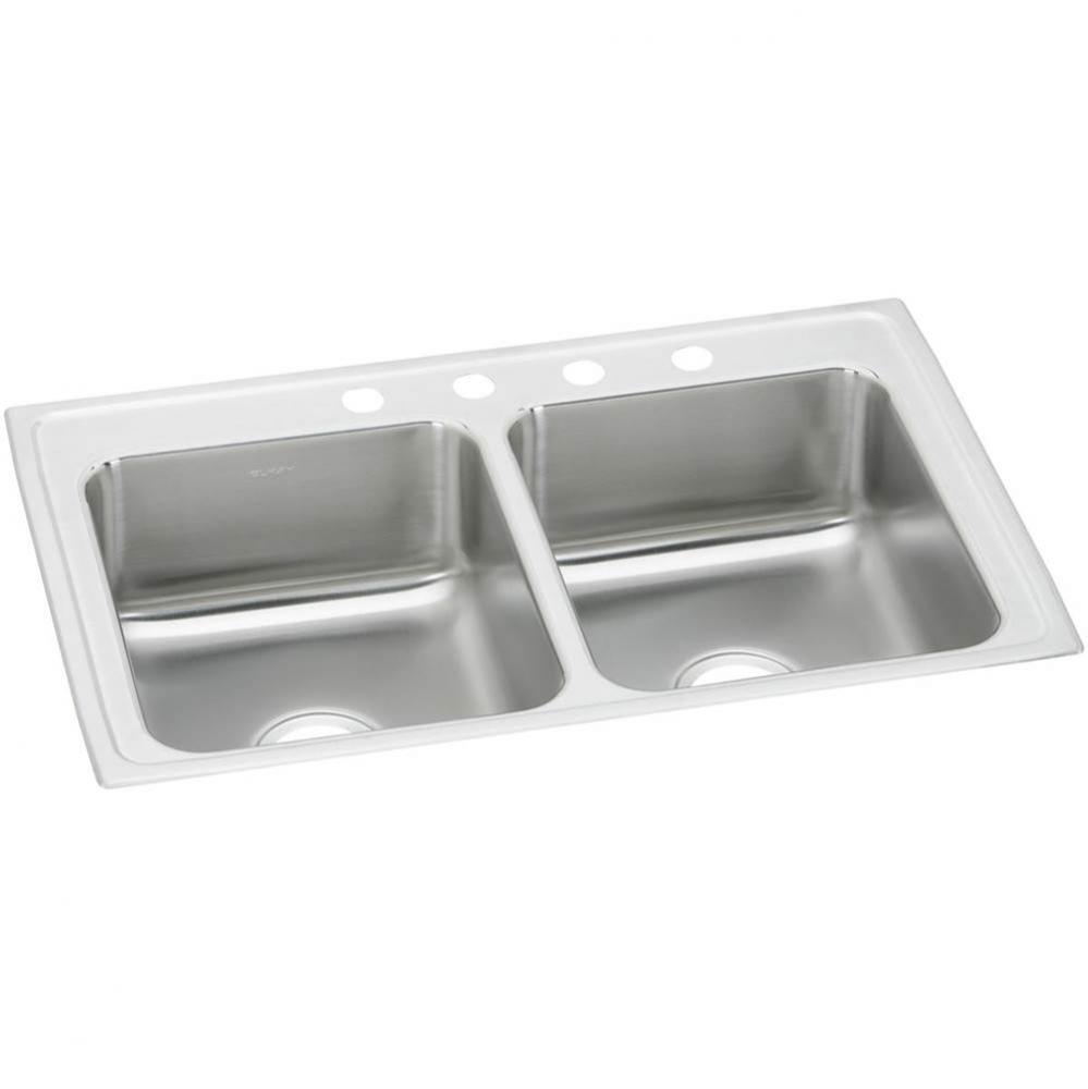 20 Gauge Stainless Steel 33&apos;&apos; x 19.5&apos;&apos; x 7.125&apos;&apos; Double Bowl Drop-in