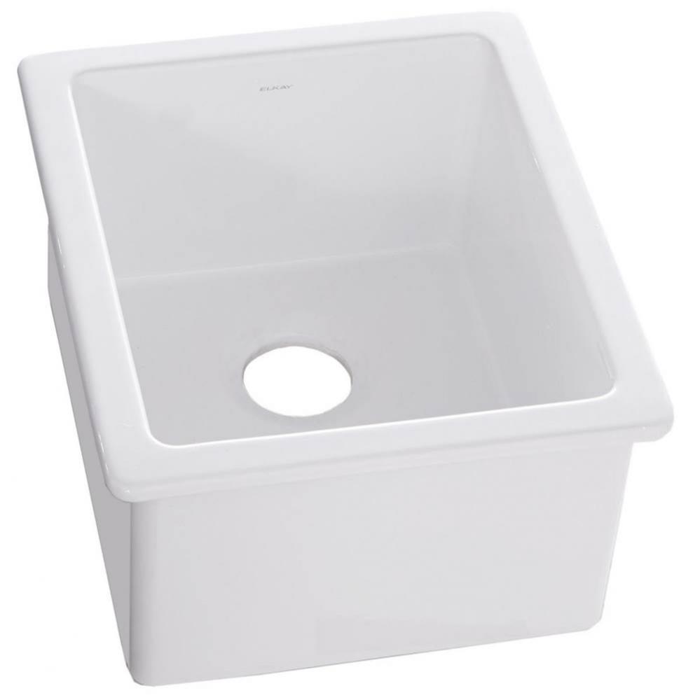 Fireclay 15&apos;&apos; x 17&apos;&apos; x 10-1/8&apos;&apos; Single Bowl Undermount Bar Sink, Whi
