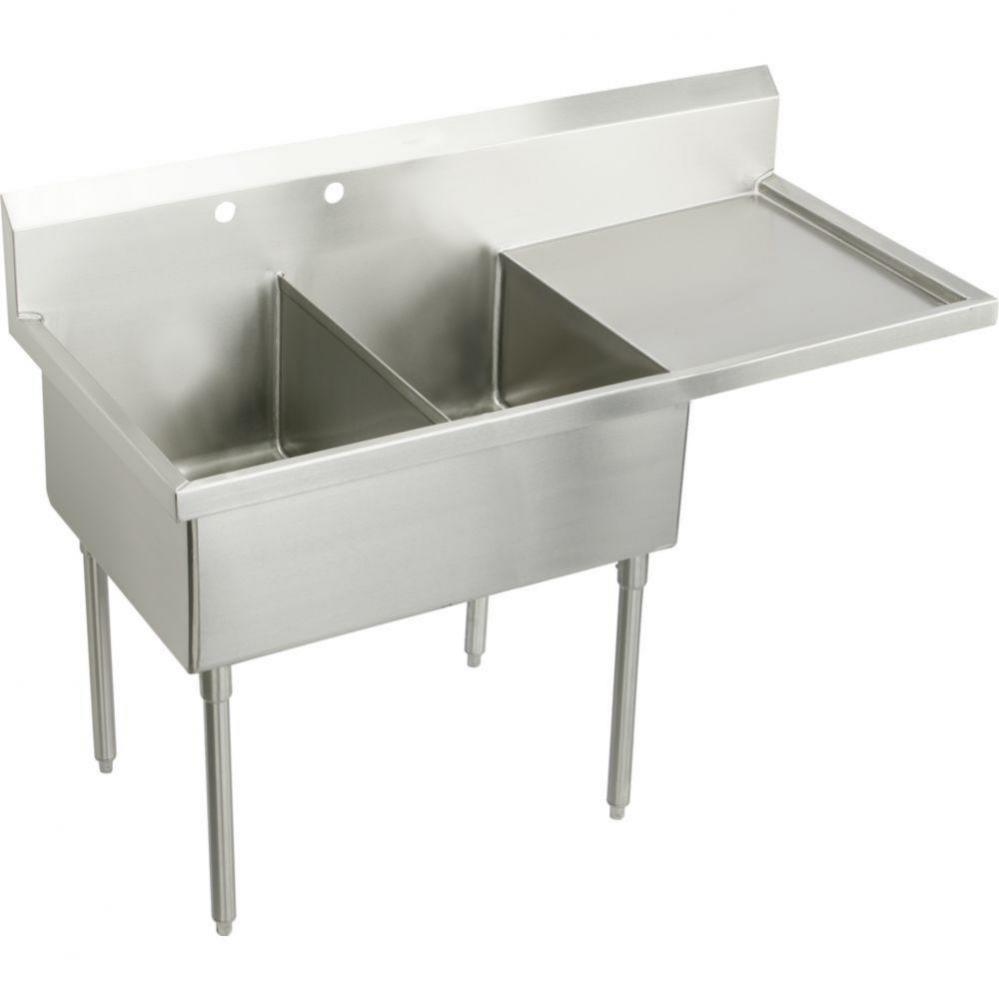 Weldbilt Stainless Steel 51&apos;&apos; x 27-1/2&apos;&apos; x 14&apos;&apos; Floor Mount, Double