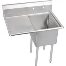Elkay 14-1C16X20-L-18X - 1 Compartment Sink, 37X26 OA, 16X20 Bowl, 14 Deep, Left 18'' DB, SS Legs, 16 GA 300 Seri