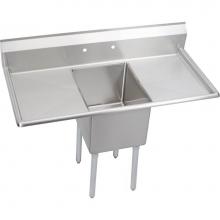 Elkay 1C18X18-2-18X - 1 Compartment Sink, 54X30 OA, 18X18 Bowl, 12 Deep, L & R 18'' DBs, SS Legs, 16 GA 30