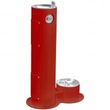 Elkay 4400DBFRKRED - Halsey Taylor Endura II Tubular Outdoor Fountain, Pedestal w/ Pet Station, Non-Filtered Non-Refrig