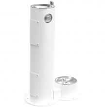 Elkay 4400DBFRKWHT - Halsey Taylor Endura II Tubular Outdoor Fountain, Pedestal w/ Pet Station, Non-Filtered Non-Refrig