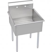 Elkay B1C18X18X - 1 Compartment Budget Sink, 21X22 OA, 18X18 Bowl, 12 Deep, No DBs, SS Legs, 18 GA 300 Series SS