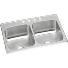 Elkay CR33212 - 20 Gauge Stainless Steel 33'' x 21.25'' x 6.875'' Double Bowl Drop-i