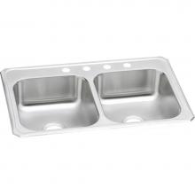 Elkay CR33221 - 20 Gauge Stainless Steel 33'' x 22'' x 7'' Double Bowl Drop-in Kitch