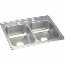 Elkay D225192 - 22 Gauge Stainless Steel 25'' x 19'' x 6.3125'' Double Bowl Drop-in