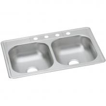 Elkay DW5023322MR2 - Dayton Stainless Steel 33'' x 22'' x 6-9/16'', MR2-Hole Equal Double