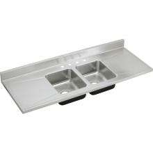 Elkay D66290 - 18 Gauge Stainless Steel 66'' x 25'' x 7.5'' Double Bowl Custom Kitc