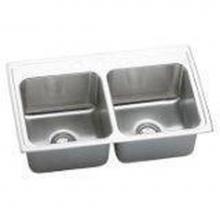 Elkay DLR331910X - 18 Gauge Stainless Steel 33'' x 19.5'' x 10.125'' Double Bowl Drop-i