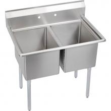 Elkay E2C20X20-0X - 2 Compartment Sink, 47X26 OA, 20X20 Bowl, 12 Deep, No DBs, SS Legs, 18 GA 300 Series SS, NSF