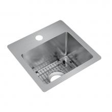 Elkay ECTSR15159TBG1 - 18 Gauge Stainless Steel 15'' x 15'' x 9'' Single Bowl Dual Mount Ba