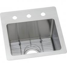 Elkay ECTSR15159TBG3 - 18 Gauge Stainless Steel 15'' x 15'' x 9'' Single Bowl Dual Mount Ba