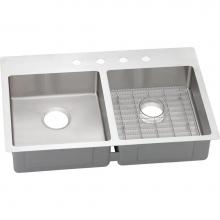 Elkay ECTSRAD33226TBG2 - 18 Gauge Stainless Steel 33'' x 22'' x 6'' Double Bowl Dual Mount Ki