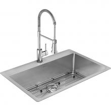 Elkay ECTSRS33229TFC - 18 Gauge Stainless Steel 33'' x 22'' x 9'' Double Bowl Dual Mount Ki