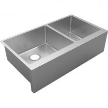 Elkay EFRUFF23417 - 16 Gauge Stainless Steel 35-7/8'' x 20-14'' x 9'' Double Bowl Farmho