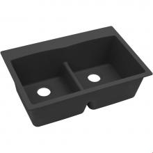 Elkay ELGDLB3322BK0 - Quartz Classic 33'' x 22'' x 10'' Double Bowl Drop-in Sink with Aqua