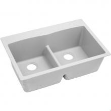 Elkay ELGDLB3322WH0 - Quartz Classic 33'' x 22'' x 10'' Double Bowl Drop-in Sink with Aqua