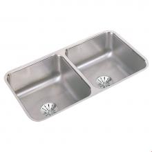 Elkay ELUH3116PD - 18 Gauge Stainless Steel 31.75'' x 16.5'' x 7.5'' Double Bowl Underm