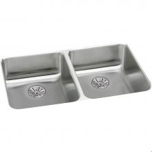 Elkay ELUHAD321655PD - 18 Gauge Stainless Steel 31.75'' x 16.5'' x 5.375'' Double Bowl Unde