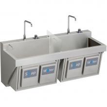 Elkay EWSF26026KWC - Stainless Steel 60'' x 23'' x 26'', Wall Hung Double Station Surgeon