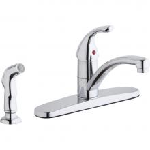 Elkay LK1001CR - Everyday Four Hole Deck Mount Kitchen Faucet with Lever Handle and Side Spray and Deck Plate/Escut