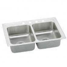 Elkay LR3722X - 18 Gauge Stainless Steel 37'' x 22'' x 7.625'' Double Bowl Drop-in K