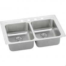 Elkay LRADQ331965PD3 - 18 Gauge Stainless Steel 33'' x 19.5'' x 6.5'' Double Bowl Drop-in K