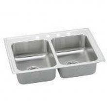 Elkay LRAD372255X - 18 Gauge Stainless Steel 37'' x 22'' x 5.5'' Double Bowl Top Mount K