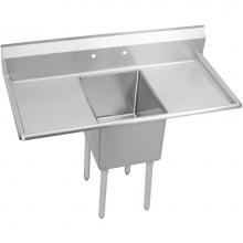 Elkay 1C24X24-2-24X - 1 Compartment Sink, 72X30 OA, 24X24 Bowl, 12 Deep, L & R 24'' DBs, SS Legs, 16 GA 30