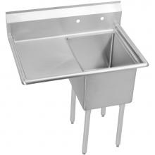 Elkay 1C24X24-L-24X - 1 Compartment Sink, 51X30 OA, 24X24 Bowl, 12 Deep, Left 24'' DBs, SS Legs, 16 GA 300 Ser