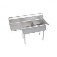 Elkay S2C18X18-L-18X - 2 Compartment Sink, 57X27 OA, 18X18 Bowl, 14 Deep, Left 18'' DB, SS Legs, 18 GA 300 Seri