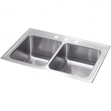 Elkay STLR3322LPD3 - Lustertone Classic Stainless Steel 33'' x 22'' x 10-1/8'', Equal Dou