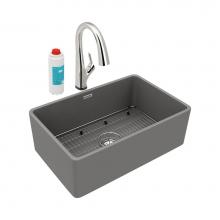 Elkay SWUF28179MGFLC - Fireclay 30'' x 19-15/16'' x 9-1/8'', Single Bowl Farmhouse Sink Kit