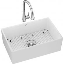 Elkay SWUF28179WHFC - Fireclay 30'' x 19-15/16'' x 9-1/8'', Single Bowl Farmhouse Sink Kit