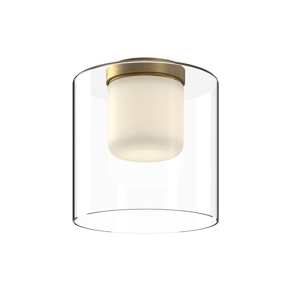 Birch 9-in Brushed Gold/Clear LED Flush Mount