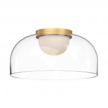 Kuzco Lighting Inc FM52512-BG/CL - CEDAR|12"|FLUSH MOUNT|BRUSHED GOLD|CLEAR GLASS|120V|ELV|LED 3000K|90CRI|13W
