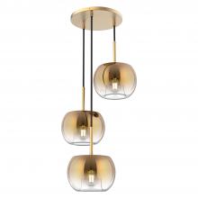 Kuzco Lighting Inc CH57514-BG/CP - SAMAR|3 HEAD 14"|CHANDELIER|BRUSHED GOLD|TRANSITION COPPER GLASS|120" WIRE|E26|60WX3