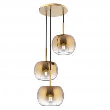 Kuzco Lighting Inc CH57514-BG/CP - SAMAR|3 HEAD 14"|CHANDELIER|BRUSHED GOLD|TRANSITION COPPER GLASS|120" WIRE|E26|60WX3