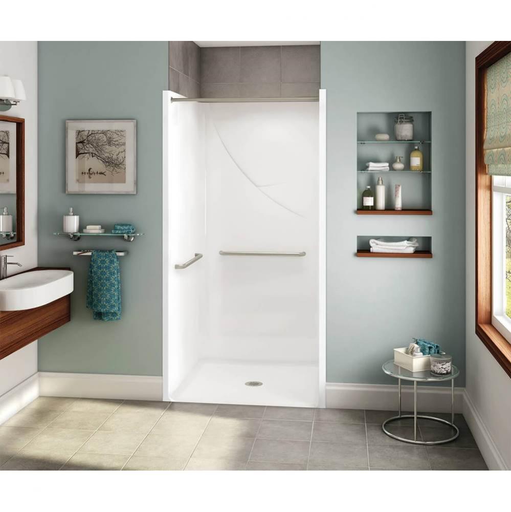 OPS-3636 RRF AcrylX Alcove Center Drain One-Piece Shower in Biscuit - MASS Grab Bar