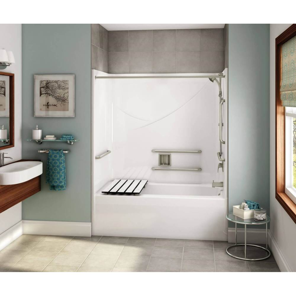 OPTS-6032 AcrylX Alcove Right-Hand Drain One-Piece Tub Shower in Thunder Grey - ANSI Compliant