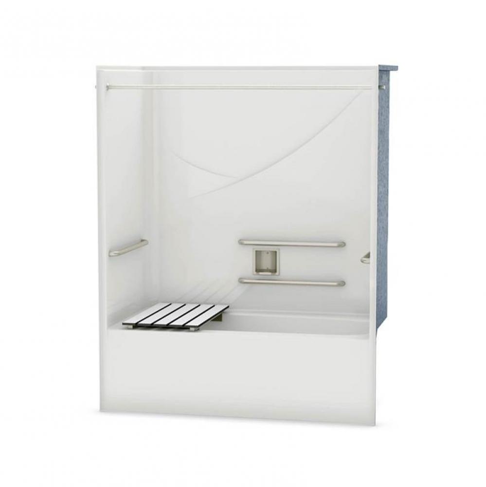 OPTS-6032 with ADA Grab Bars and Seat 57 in. x 31.5 in. x 69.75 in. 1-piece Tub Shower with Left D